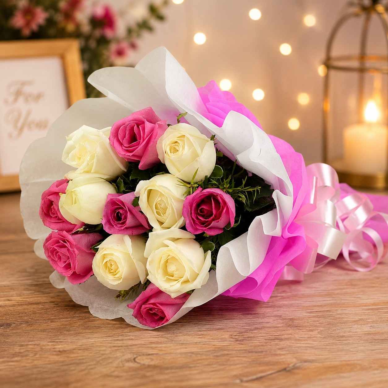 Pink & White Roses Bouquet