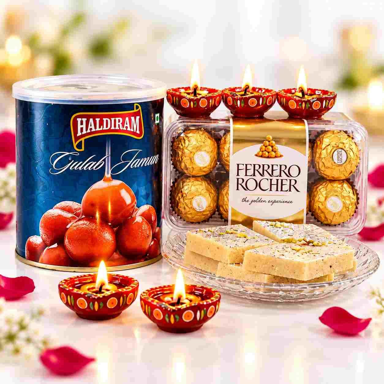 Diwali Special Gulab Jamun, Chocolate & Kaju Katli Combo