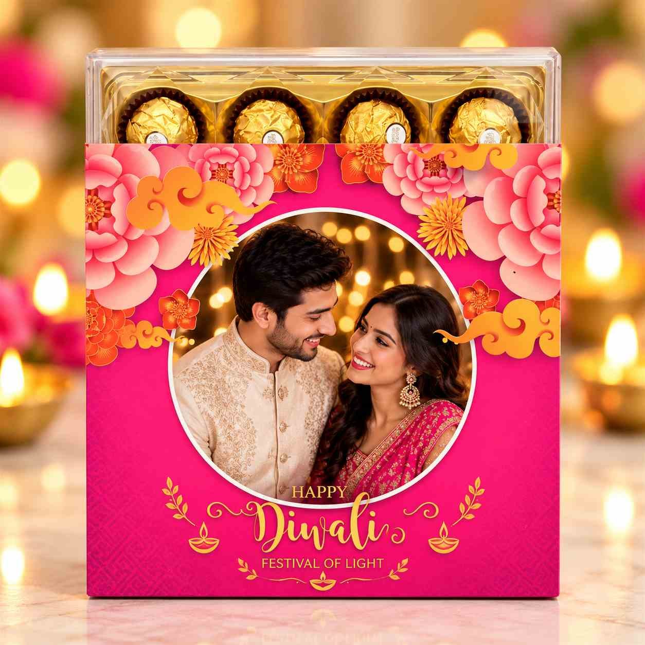 Personalized Couple Photo Gift Box with Ferrero Rocher Chocolates