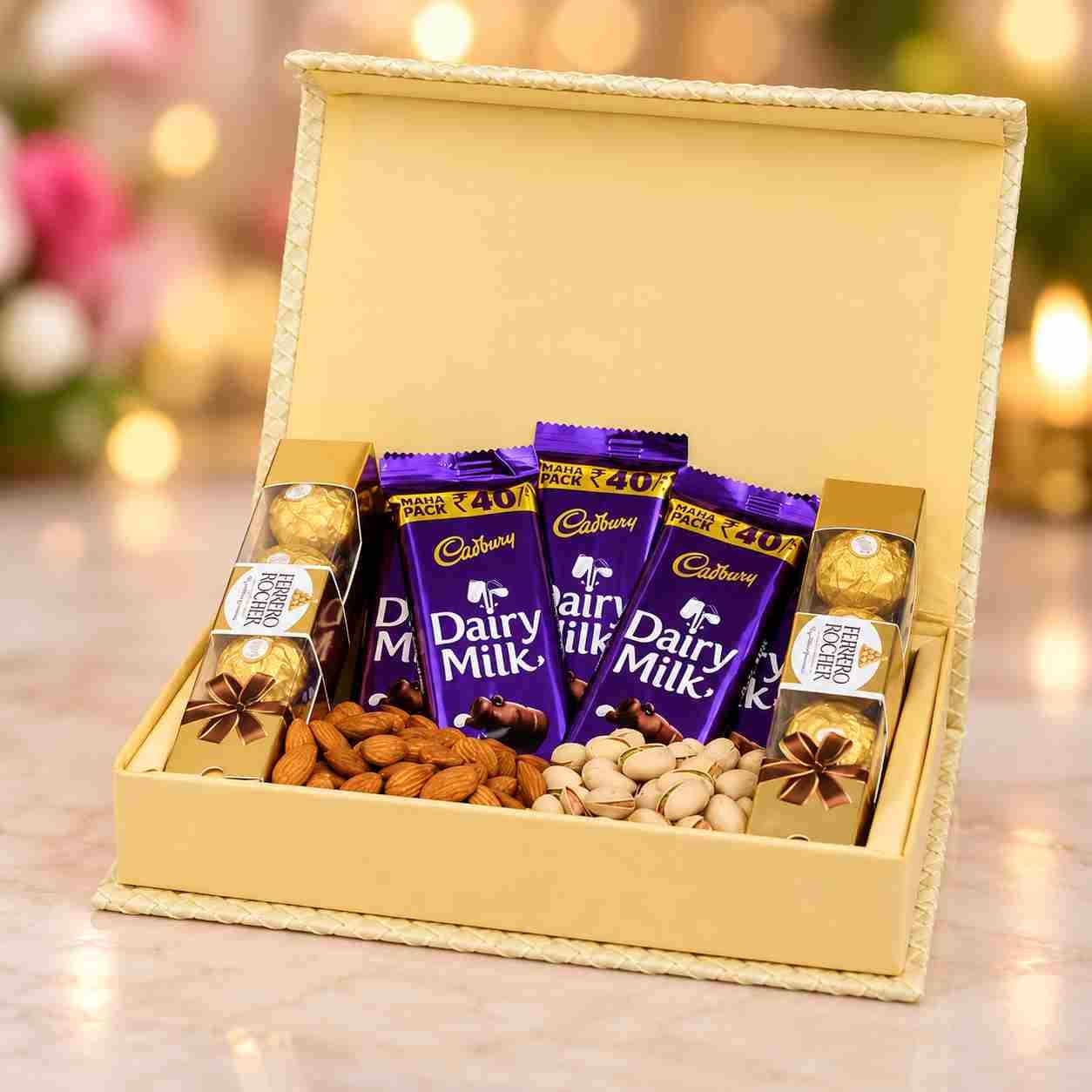 Chocolate & Dry Fruits Gift Box with Cadbury Dairy Milk