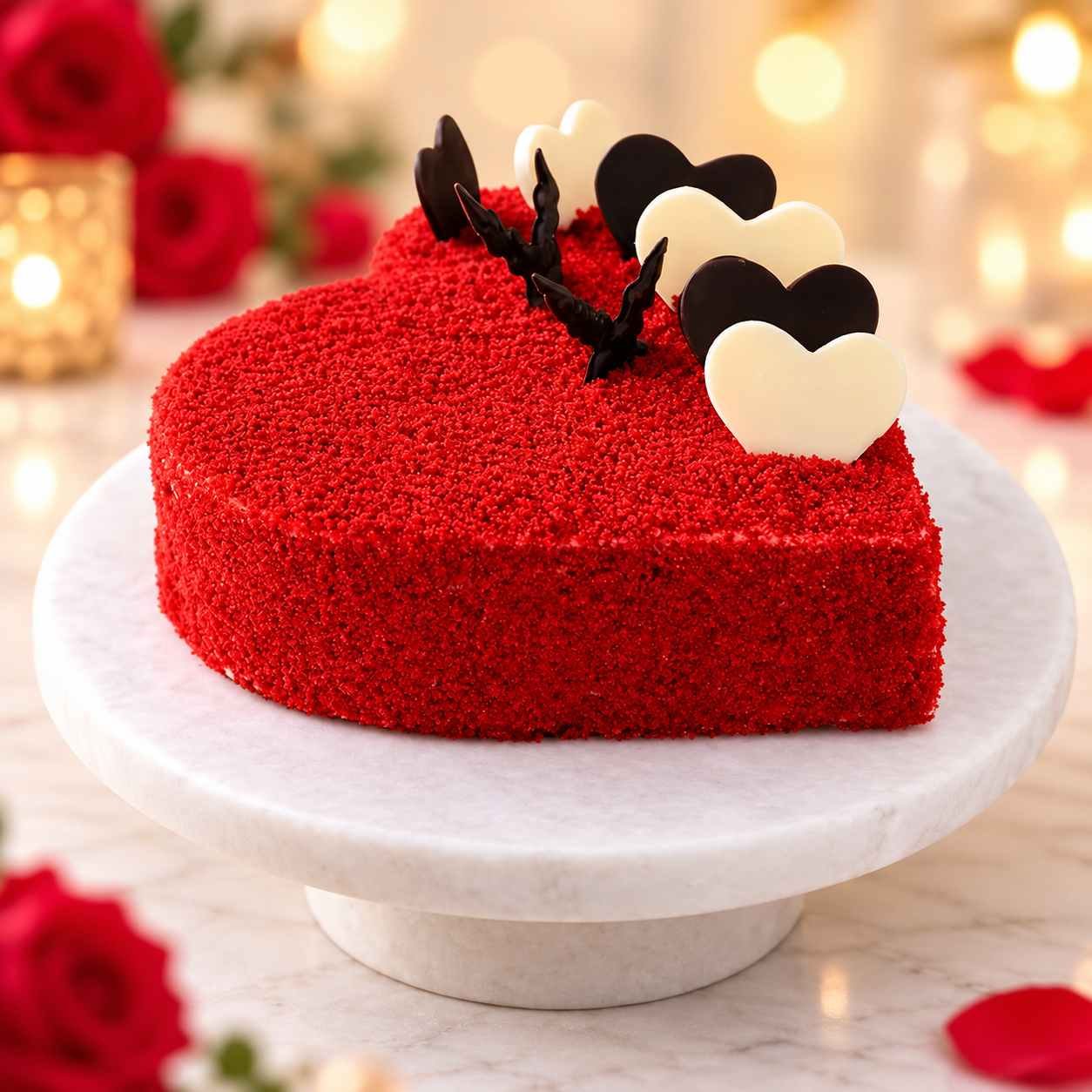 Romantic Half Kg Heart Shape Red Velvet Cake for Loved Ones