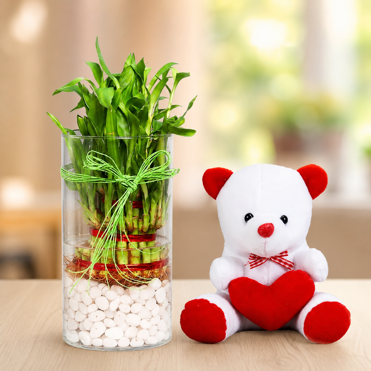 3-Layer Lucky Bamboo with Teddy Bear